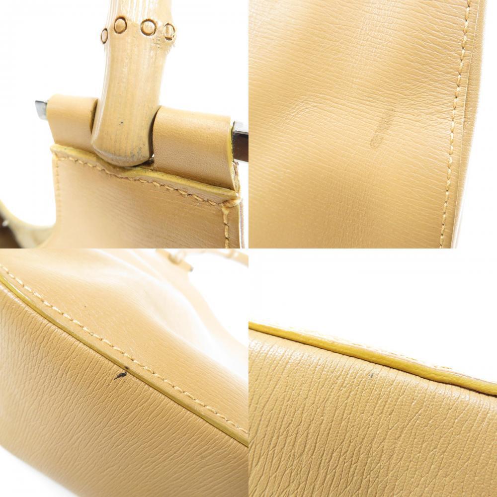 Gucci beige leather hobo bag signature bamboo handle - Picture 9 of 10